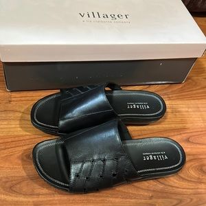 Villager Black Leather Sandals